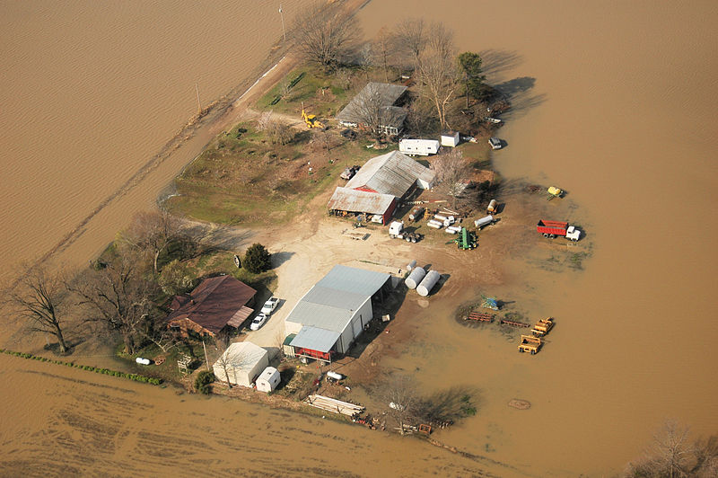 Northeastern Arkansas, AR, March 26, 2008 -- Aerial of an agricultural property flooded by the Black River after torrential rains. FEMA assesses the damage caused by the flooding to help determine if federal assistance is required. FEMA/Samir Valeja