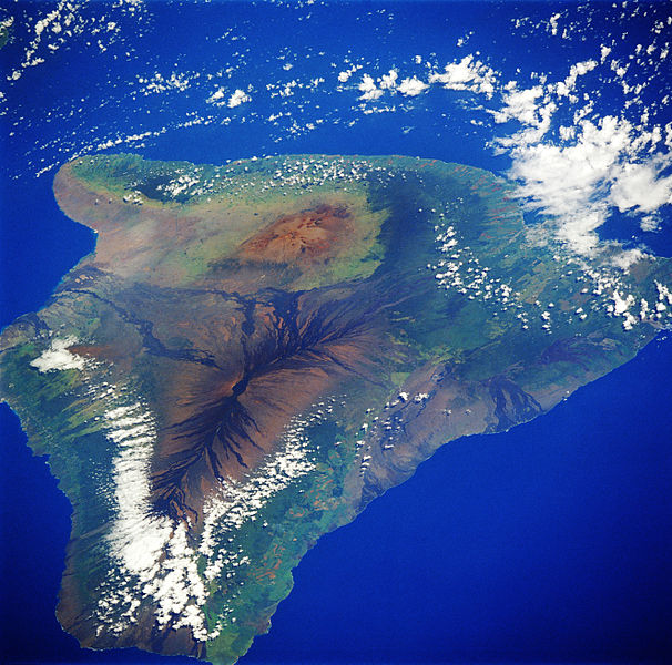 Satellite picture of the island of Hawai'i. 1985. Earth Sciences and Image Analysis, NASA-Johnson Space Center.