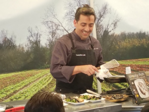 Professional chef at a licensed cooking demo in San Francisco. By Peter Ruddock.