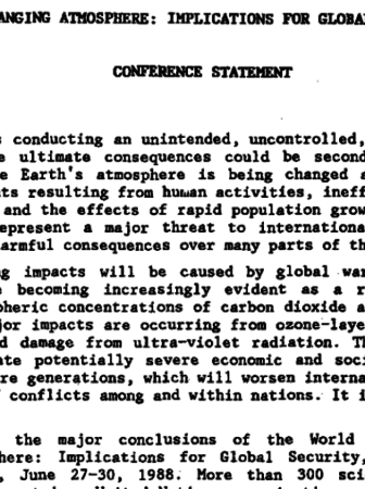 1988 Toronto Climate change conference statement