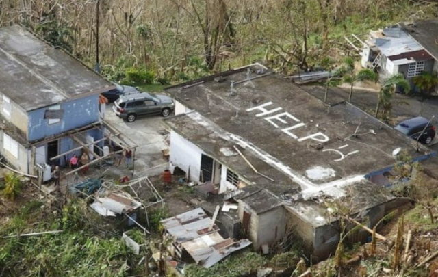Help Puerto Rico message on roof