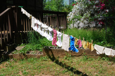 Diapers on clothesline