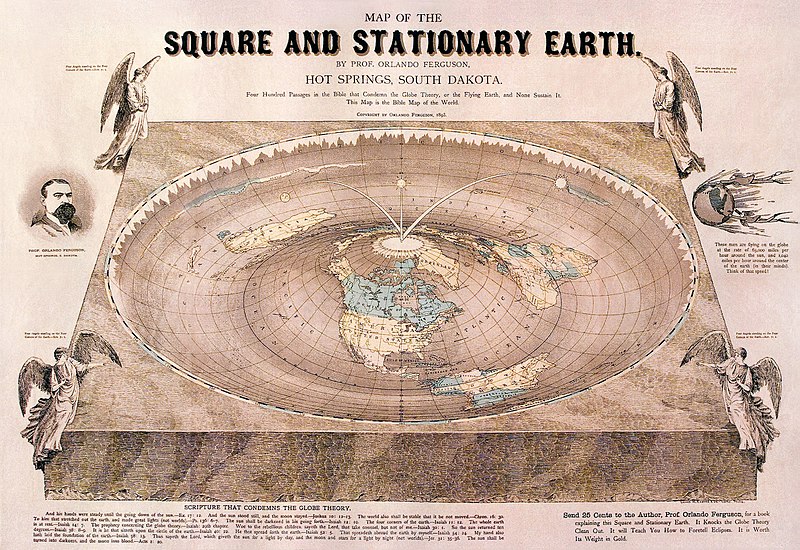 A "flat-Earth" map drawn by Orlando Ferguson in 1893.