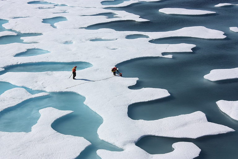 ponds in Arctic ocean ice