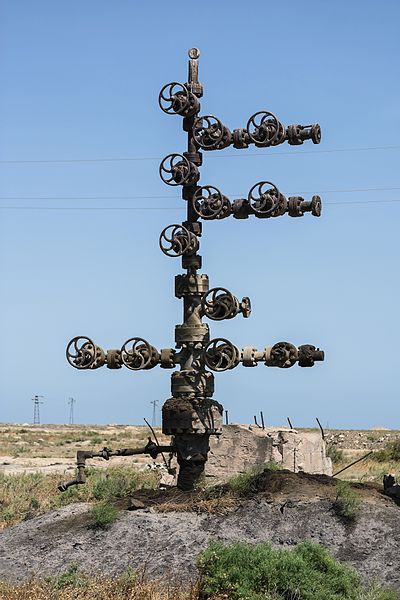 Abandoned oil-distribution unit, in old oil fields of Azerbaijan (2016)