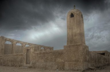 "Al Hussein Mosque (Mohammed Bin Hussein Bin Ghanem El Rayeq Kubaisi) in a fishing village of Al Jumail (Jumayl) used for film set". Northeastern Qatar.
