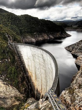 Gordon Dam, Southwest National Park, Tasmania, Australia.
