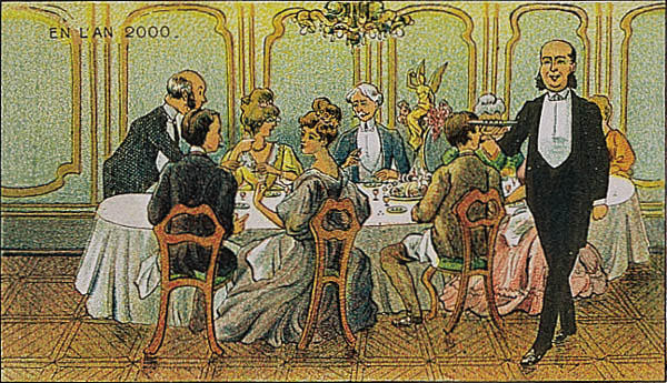 A Chemical Dinner in the year 2000. French post card (1910)