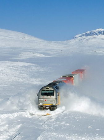 Train through snow