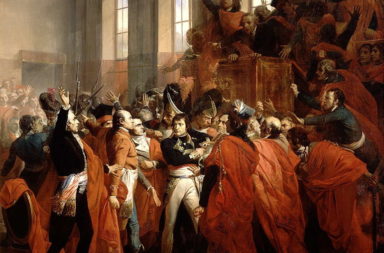 General Bonaparte during the coup d'état of 18 Brumaire in Saint-Cloud, detail of painting by François Bouchot, 1840