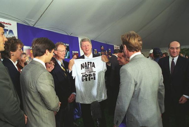 Bill Clinton promoting NAFTA
