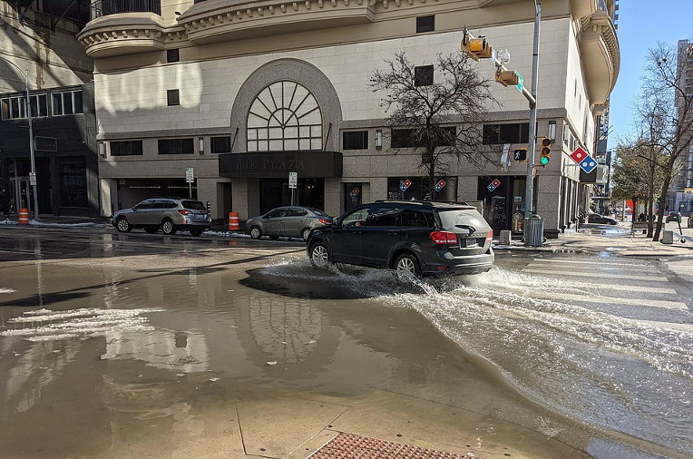 Flooded street in Austin