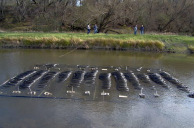 Water-source heat-exchanger being installed
