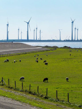 Wind turbines in Zeeland Netherlands