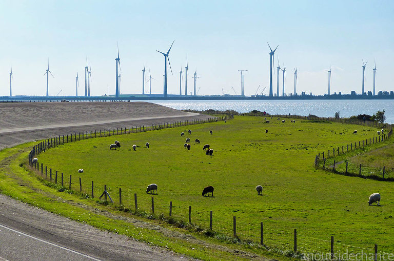Wind turbines in Zeeland Netherlands