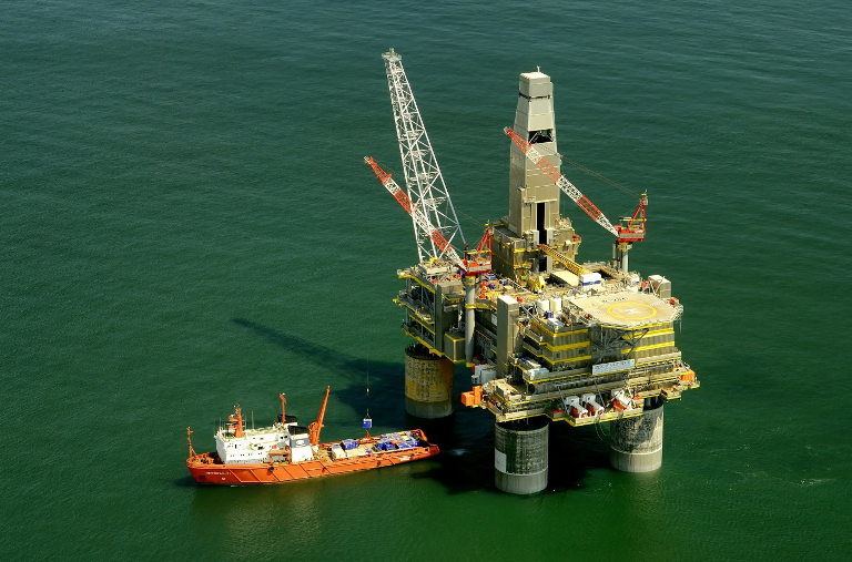 Oil drilling platform.