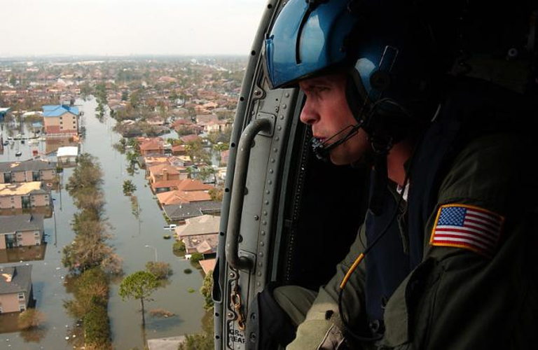 Coast Guard helicopter after Hurricane Katrina