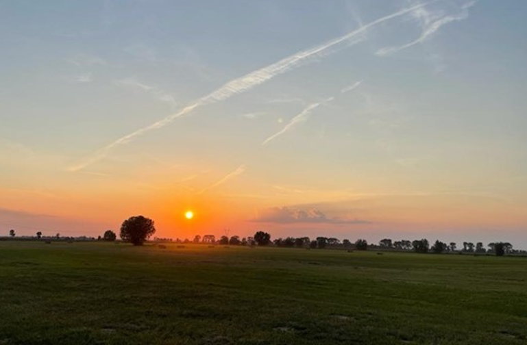 sunset over the farm