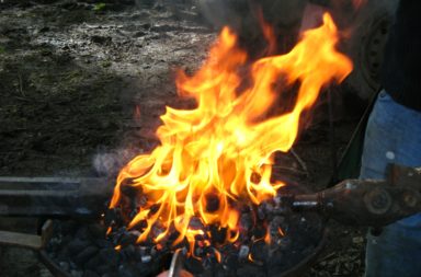 A forge we created from old fertiliser bags, mud and horse manure.