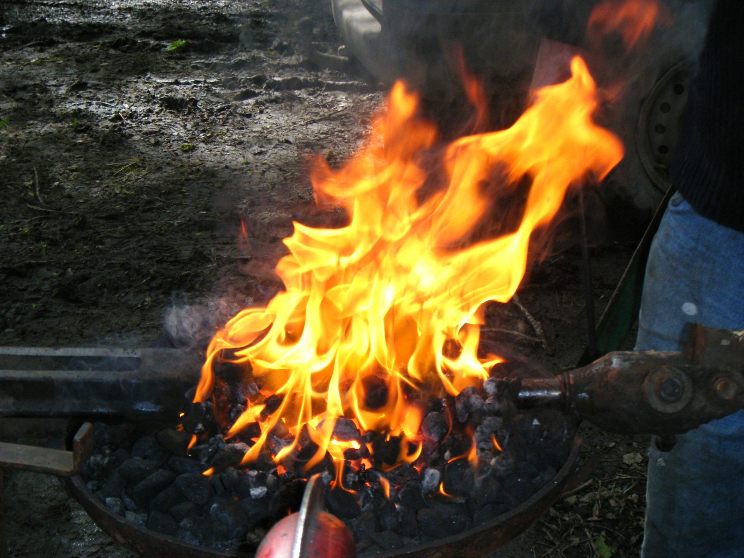 A forge we created from old fertiliser bags, mud and horse manure.