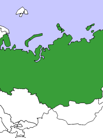 Ukraine and Russia on a map