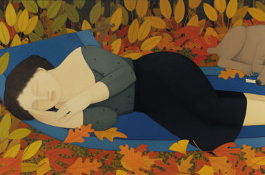 Woman with Autumn Leaves