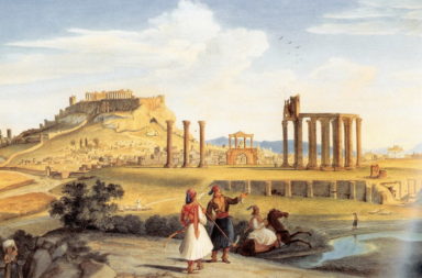 Idealized view of the Temple of Zeus and Ilissos river in 1833, after the liberation of the Acropolis (1833).