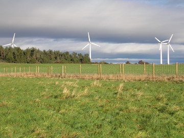 Wind turbines at Findhorn ecovillage. Photo: W. L. Tarbert. Source: Wikimedia Commons.