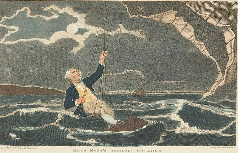 Major Money's Perilous Situation When he fell into the Sea (during a hydrogen balloon trip) July, 23, 1785.