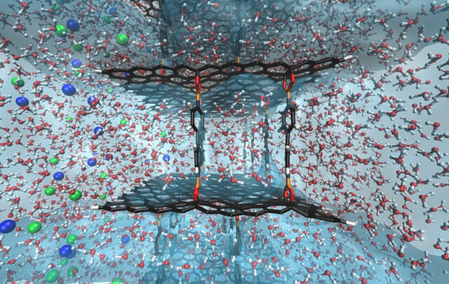 Graphene oxide framework desalination membrane