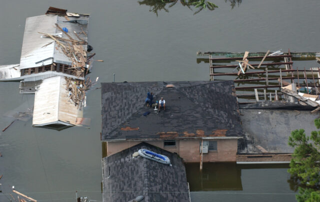 Katriina survivors on the roofs of their houses