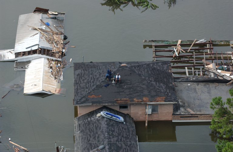 Katriina survivors on the roofs of their houses