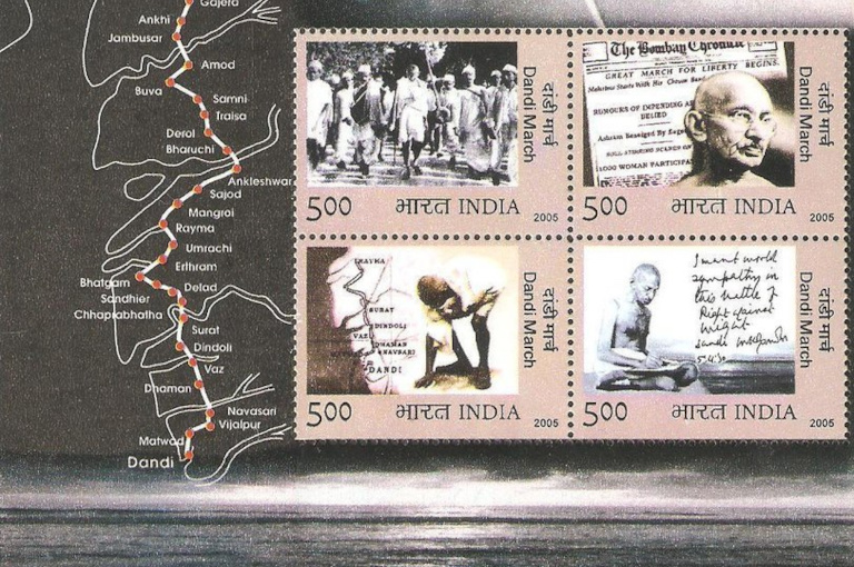 Stamp commemorating the Salt March