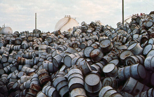 damaged oil drums