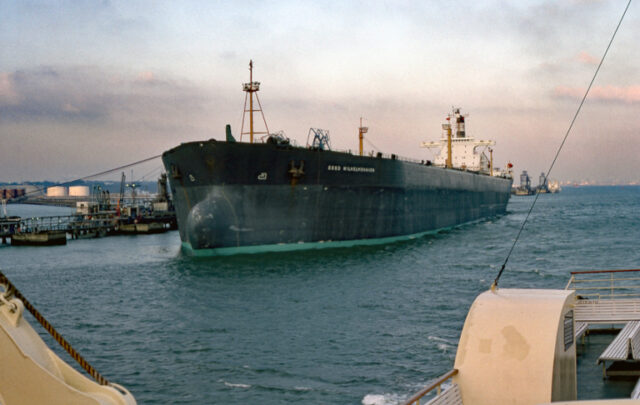 VLCC Esso Wilhelmshaven at Fawley Refinery oil terminal.