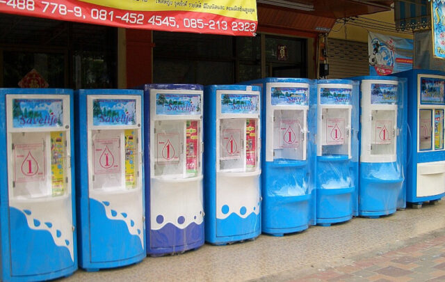 drinking water sold in vending machines.