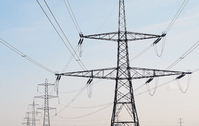Electricity pylon in York, UK