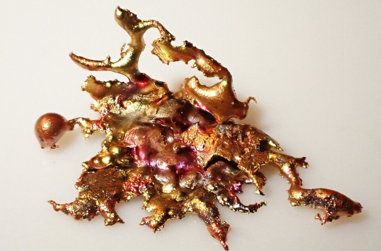 Splattered copper droplets