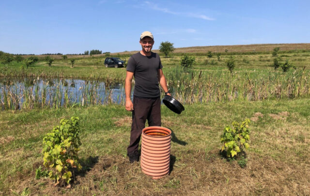 Vytenas explains his water drainage system