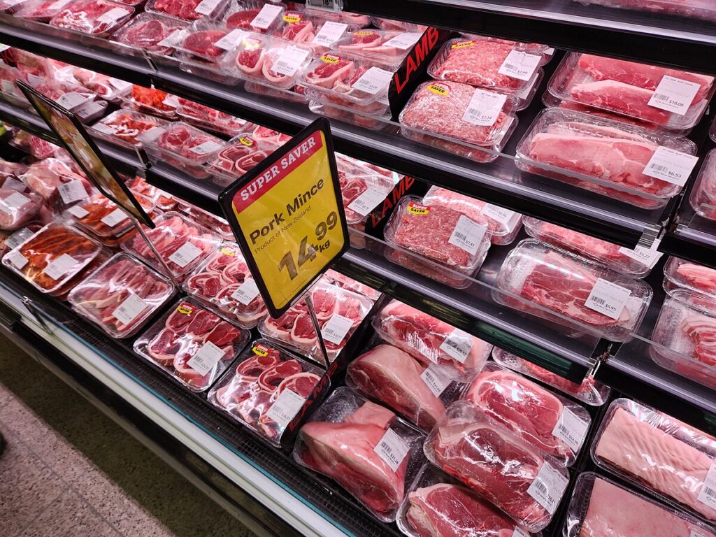 Supermarket meat display