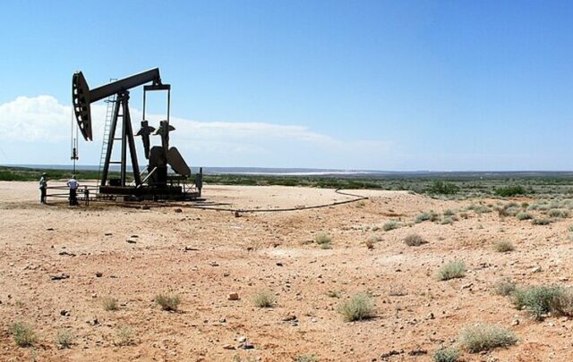 Petroleum extraction in Chihuahuan Desert, Carlsbad, New Mexico, USA.