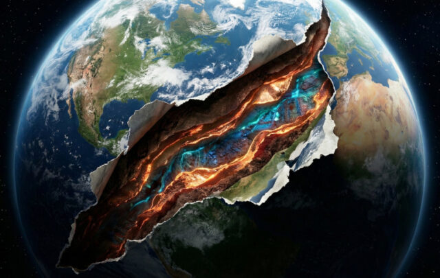 Earth torn open for minerals