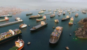 Cargo ships in the Strait of Hormuz.